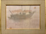 une image d'un tableau représentant un bateau dans l'eau