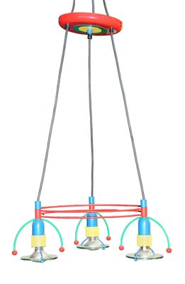 an image of a multicolored chandelier hanging from a ceiling