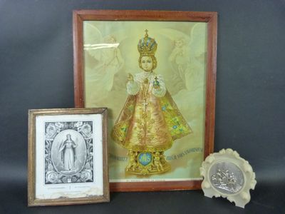 Enfant Jésus de Prague, important chromolithographie polychr…