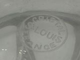 a close up of a glass bowl with a label on it