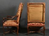 pair of antique chairs with upholstered upholstered back and arms