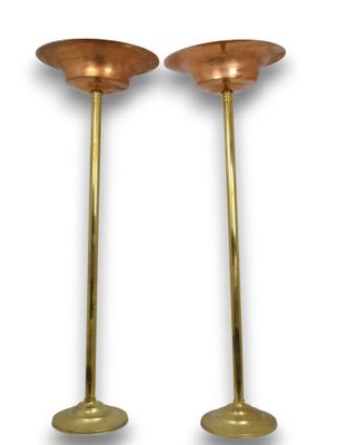pair of antique brass candlesticks
