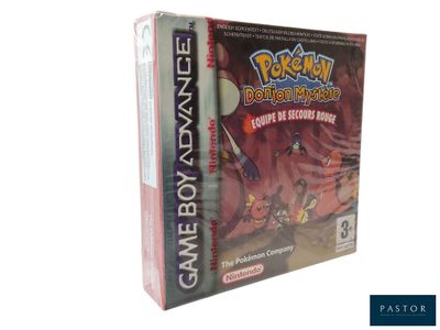 On voit ici la boîte de la Game Boy Advance avec la console posée dessus.