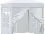 white canopy tent with curtains and windows on a white background