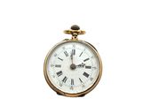 a gold pocket watch with roman numerals on the face