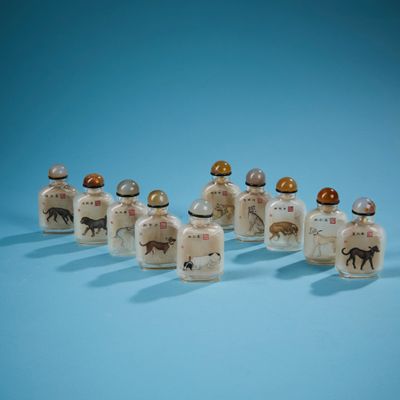 Liu SHOUBEN (1943-2022). Bel ensemble de dix flacons tabatiè…