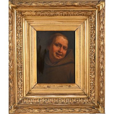 ECOLE DU NORD XIXè. « Portrait de moine ».