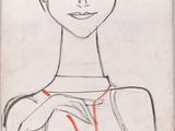 une image représentant le dessin d'une femme portant un collier autour du cou