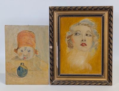 un tableau représentant une femme avec un chapeau et un autre tableau représentant une femme avec un chapeau