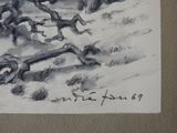 a picture of a drawing of a skeleton in the snow