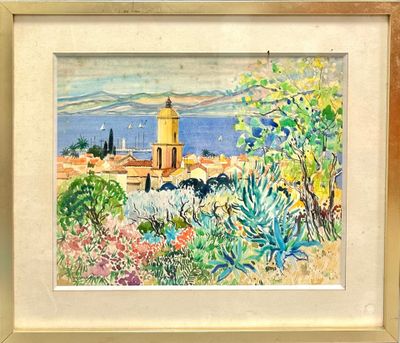 Jean MONNERET (né en 1922), Vue de St Tropez, aquarelle sign…