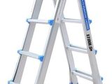 two ladders with blue feet are standing next to each other