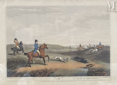 un dessin représentant un homme à cheval, avec un chien à ses pieds