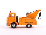 an orange toy truck with a crane attached to it