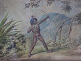 a painting of a man with a bow and arrow in his hand