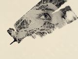 a black and white photo of a woman ' s face with a feather