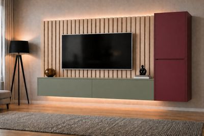 Ensemble meuble TV – Composition 2 caissons + colonne