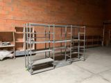 a metal shelf in the middle of a room