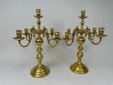 paire de candélabres anciens en laiton