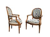 pair of french louis xvi style fauteure armchairs