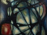 une peinture représentant une peinture d'un homme avec un poisson sur le dos