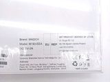 a label on the back of a white box