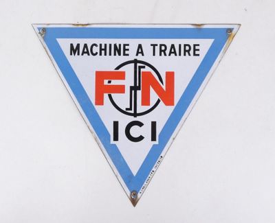 Objet: Plaque publicitaire émaillée triangulaire -Machine à …