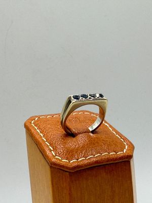 Bague Fleur En Or Gris 18 Carats – Taille 50 Avec Pierre Bleue – Occasion