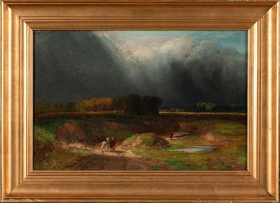 Ecole anglaise du XIXe siècle Paysage aux cavaliers