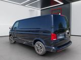 the rear view of a black van parked in a garage