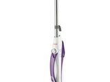 a purple and white steam mop sitting on top of a white floor