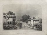an old picture of a bridge over a river