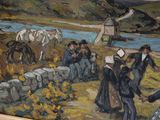a painting of a group of people in a field