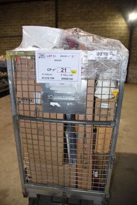 a cart that has a lot of boxes on top of it