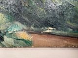 a painting on the wall of a room with a painting on the wall