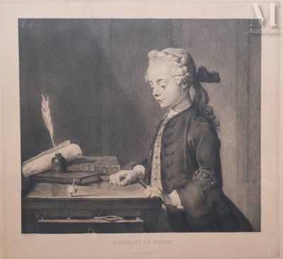 an old black and white photo of a young girl writing