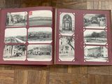 an open book with pictures of old buildings on it