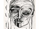 un dessin en noir et blanc représentant le visage d'un homme