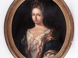 portrait of a woman in a white dress with a gold frame