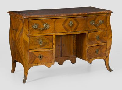 an antique wooden desk with drawers and drawers on top of it