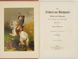 an open book with a picture of a man riding a horse