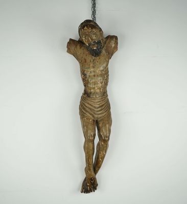 Corpus en bois sculpté polychrome.