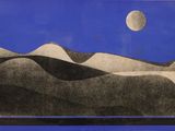 une image représentant un dessin en noir et blanc d'un paysage désertique