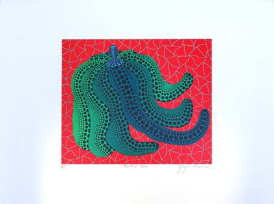 une photo d'un tableau représentant un éléphant sur fond rouge