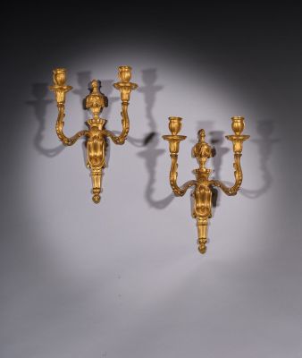 pair of antique brass wall sconces
