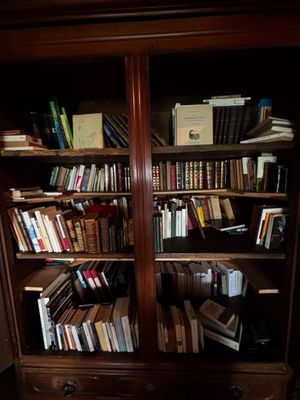 une étagère contenant de nombreux livres dans une pièce