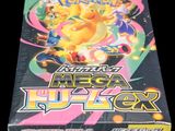 a box of pokemon mega lutzx card game on a black background