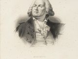an old black and white drawing of a man in a suit