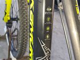 a close up of a bike with a sticker on it