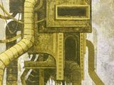 une photo d'un tableau représentant un robot accroché au mur